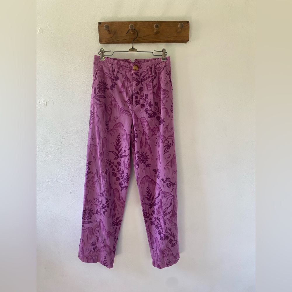 Anthropologie Mauve Botanical Trousers